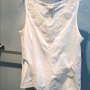 ADIVA white embroidered cotton tank size L